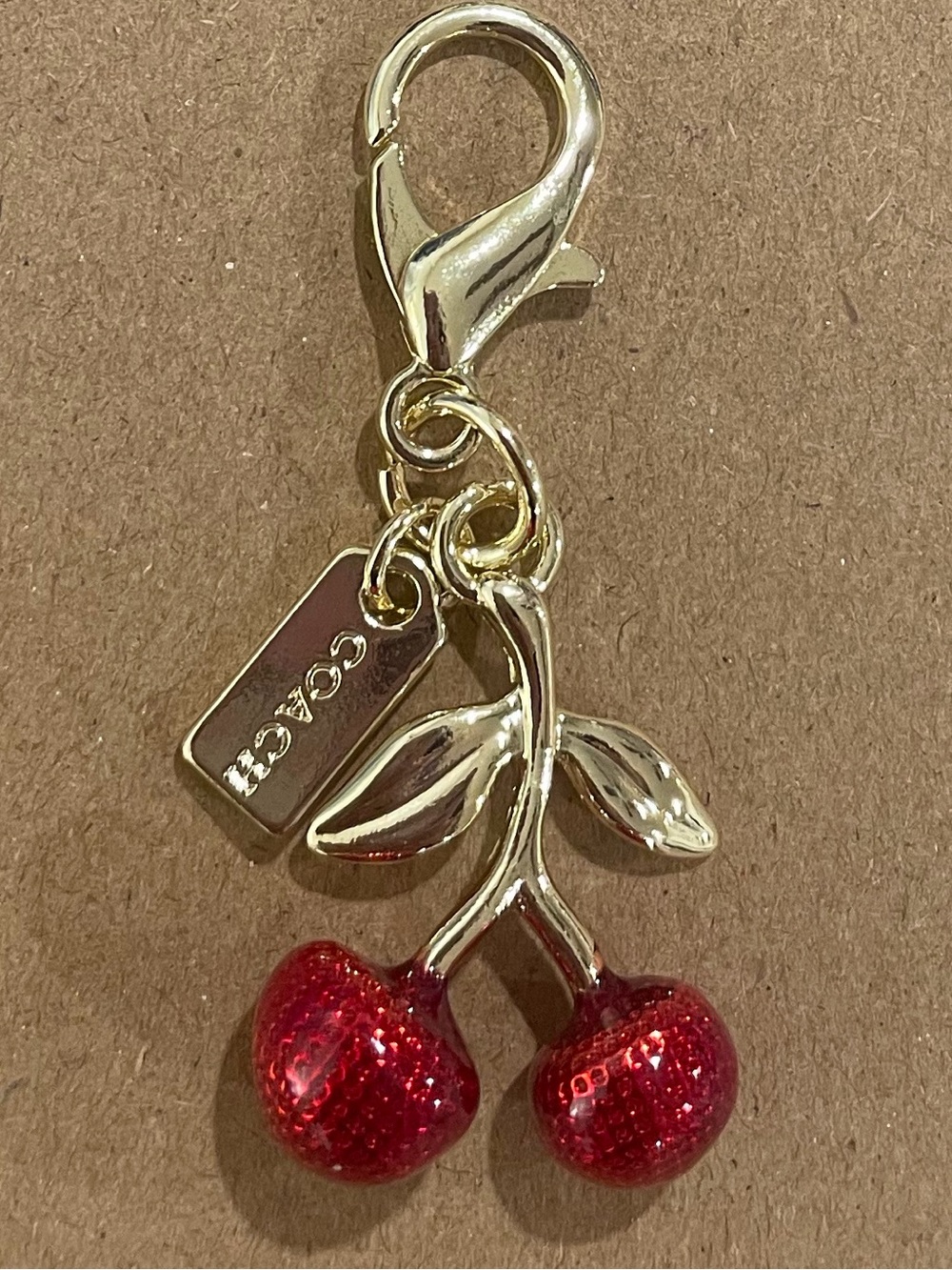 Coach Gold-Tone Cherry Charm with Red Cherries